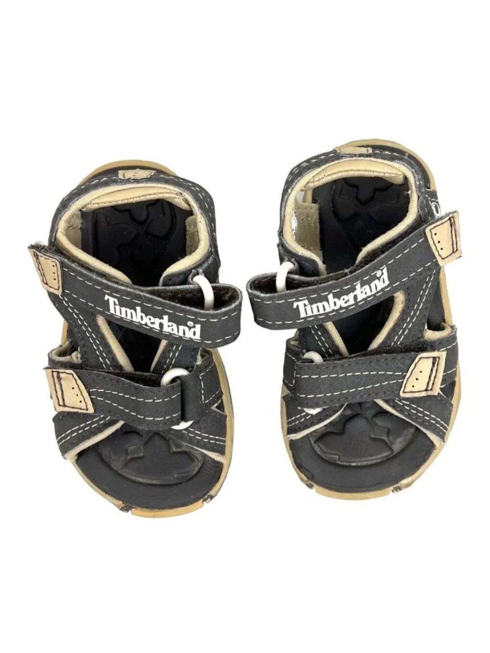 Timberland Toddler Black & Tan Sandals Size 5 Mad River 2-strap VGUC